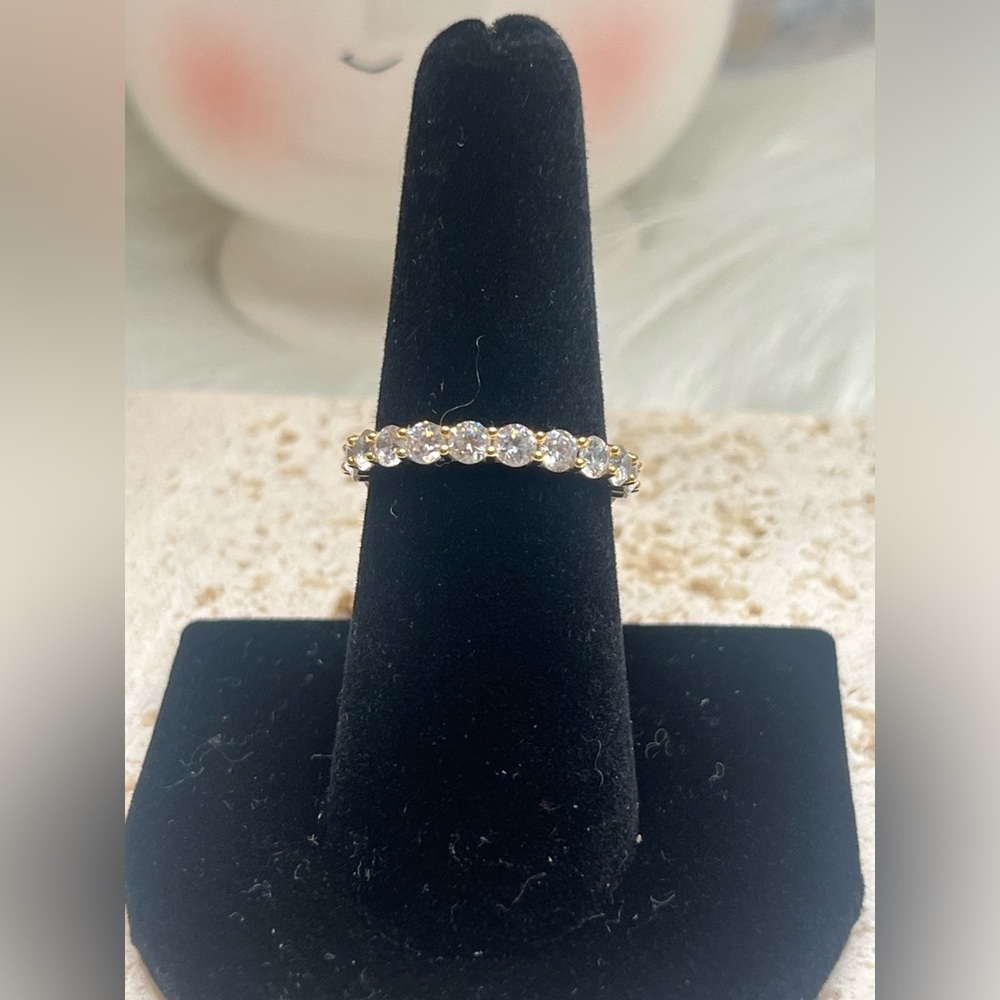 Cubic Zirconia Eternity Band 10k Yellow Gold